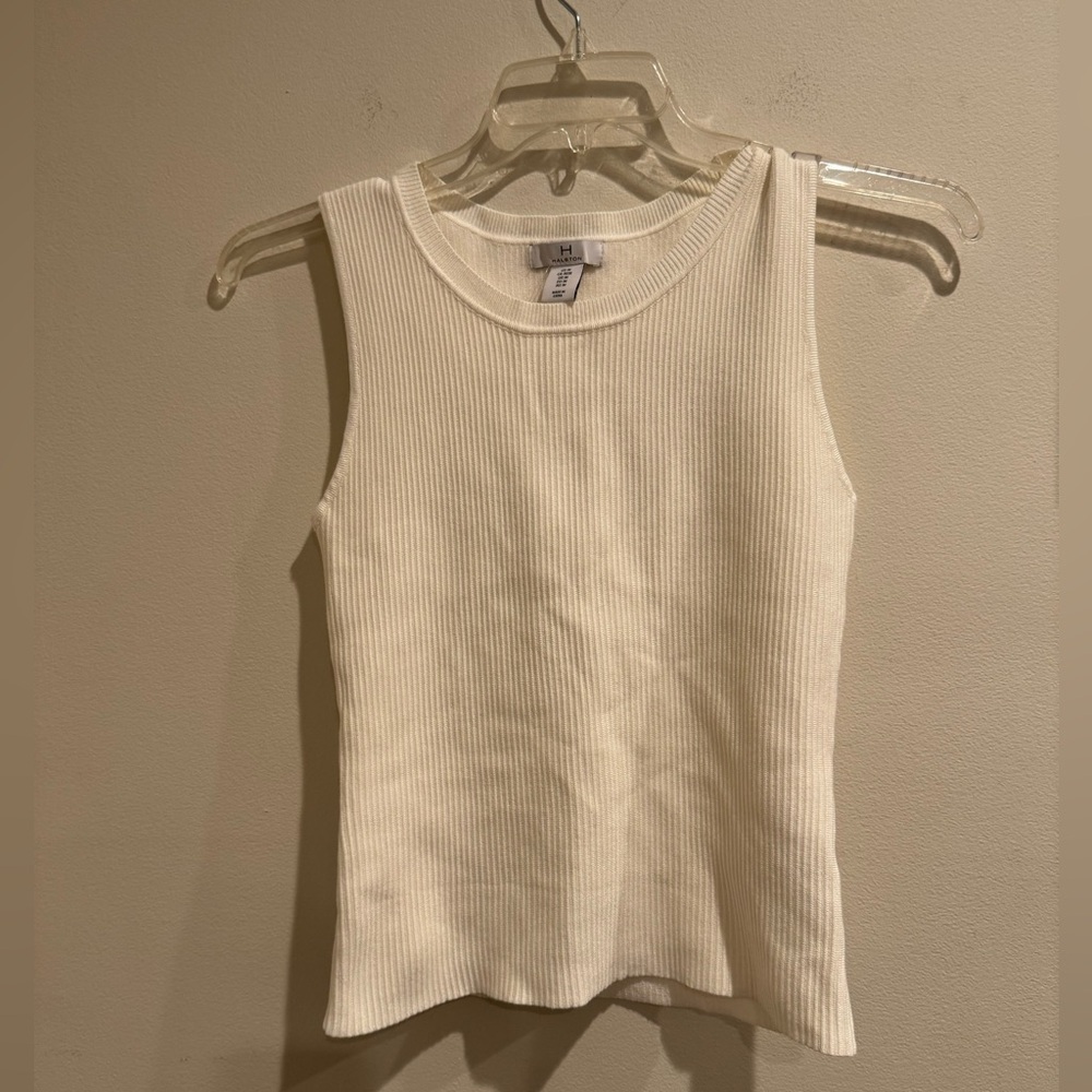 H by HALSTON ribbed‎ tank top off white medium